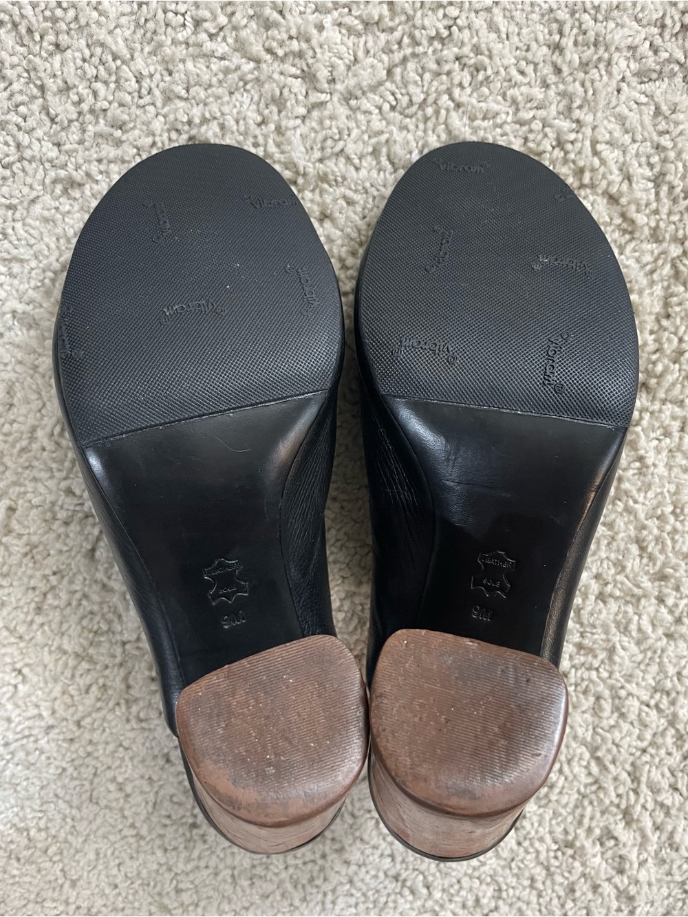 Women's TORY BURCH Black Leather RAYA Wooden BLOCK Heel PEEP Toe DESIGNER MULES - Picture 6 of 8